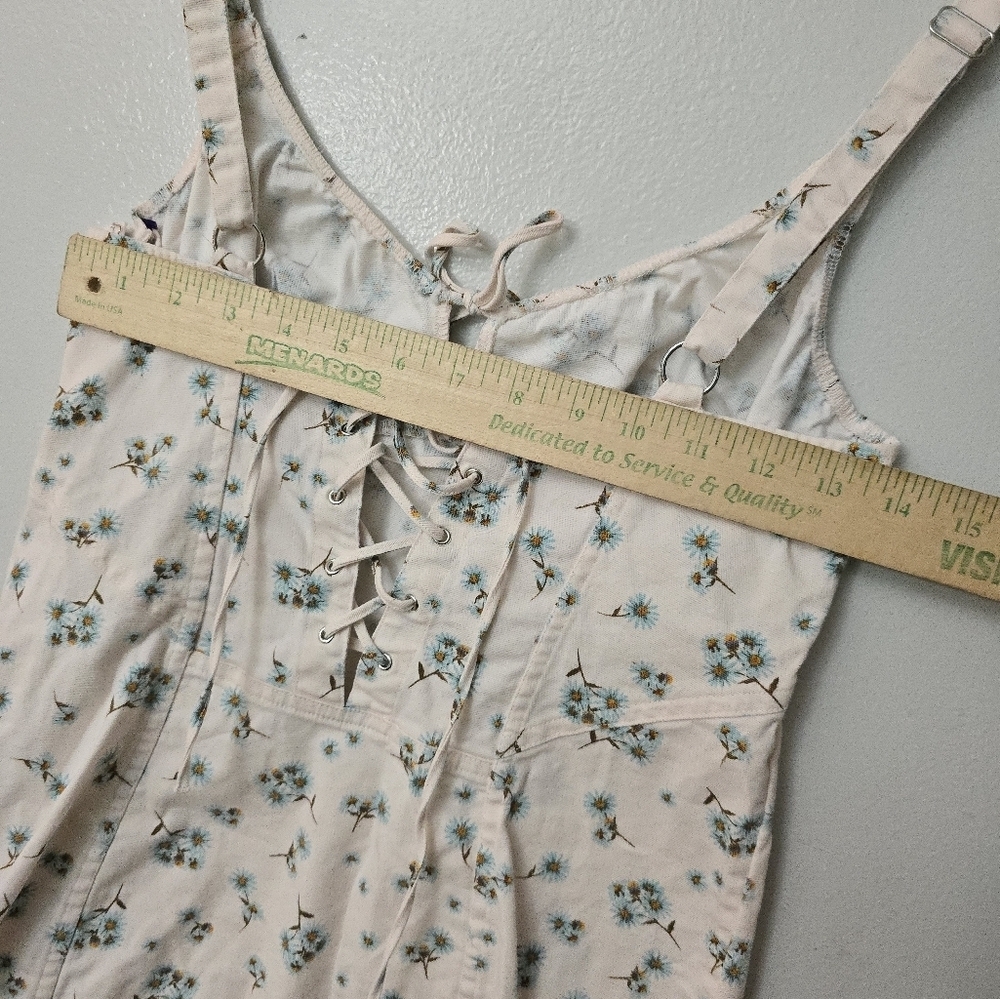 Victoria’s Secret Floral Stretchy Denim Corset Cami Cream Dress Midi Medium - Picture 10 of 13